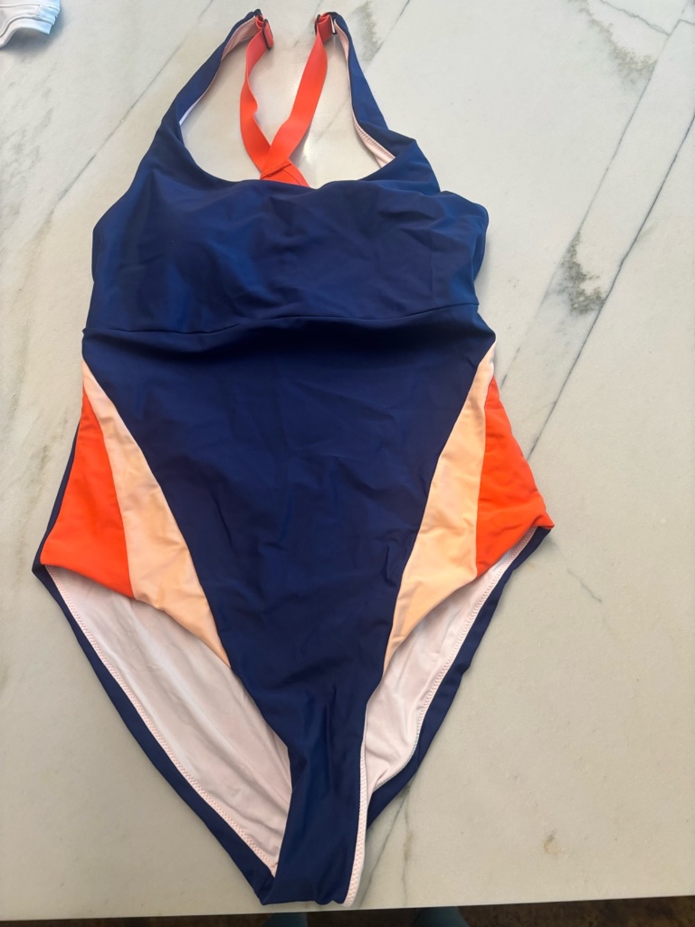 Title Nine Navy, Orange & Peach One-Piece Swimsuit
